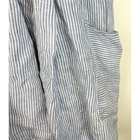 FLAX Jeanne Engelhart Blue White Striped Tunic Dress Lagenlook Linen, Medium - Picture 7 of 7